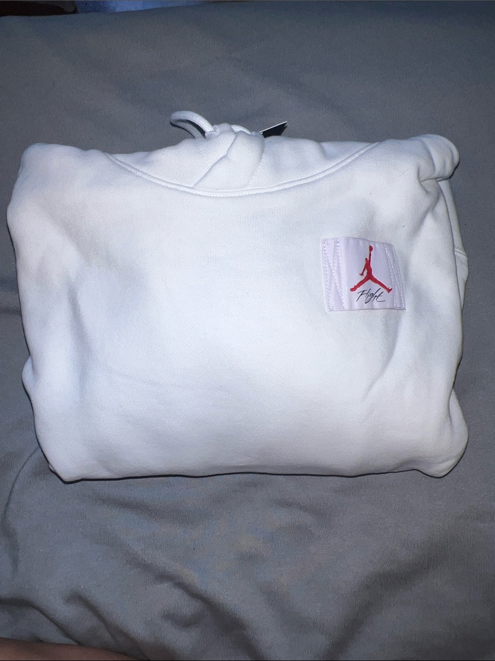 Jordan White Pullover Hoodie with Red Jumpman Patch